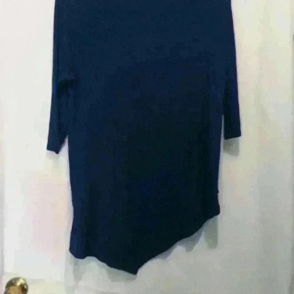 Jacqueline Smith asymmetrical Emerald blue size medium Tunic Top rhinestone - Picture 9 of 9